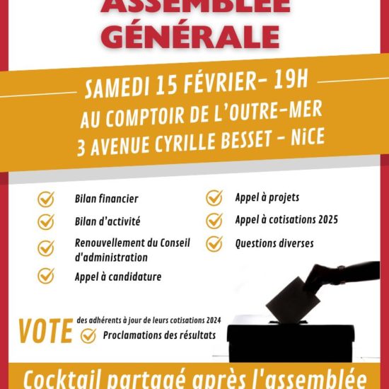 Affiche Assemblée générale du Comptoir de l'Outremer le 15 février 2025
